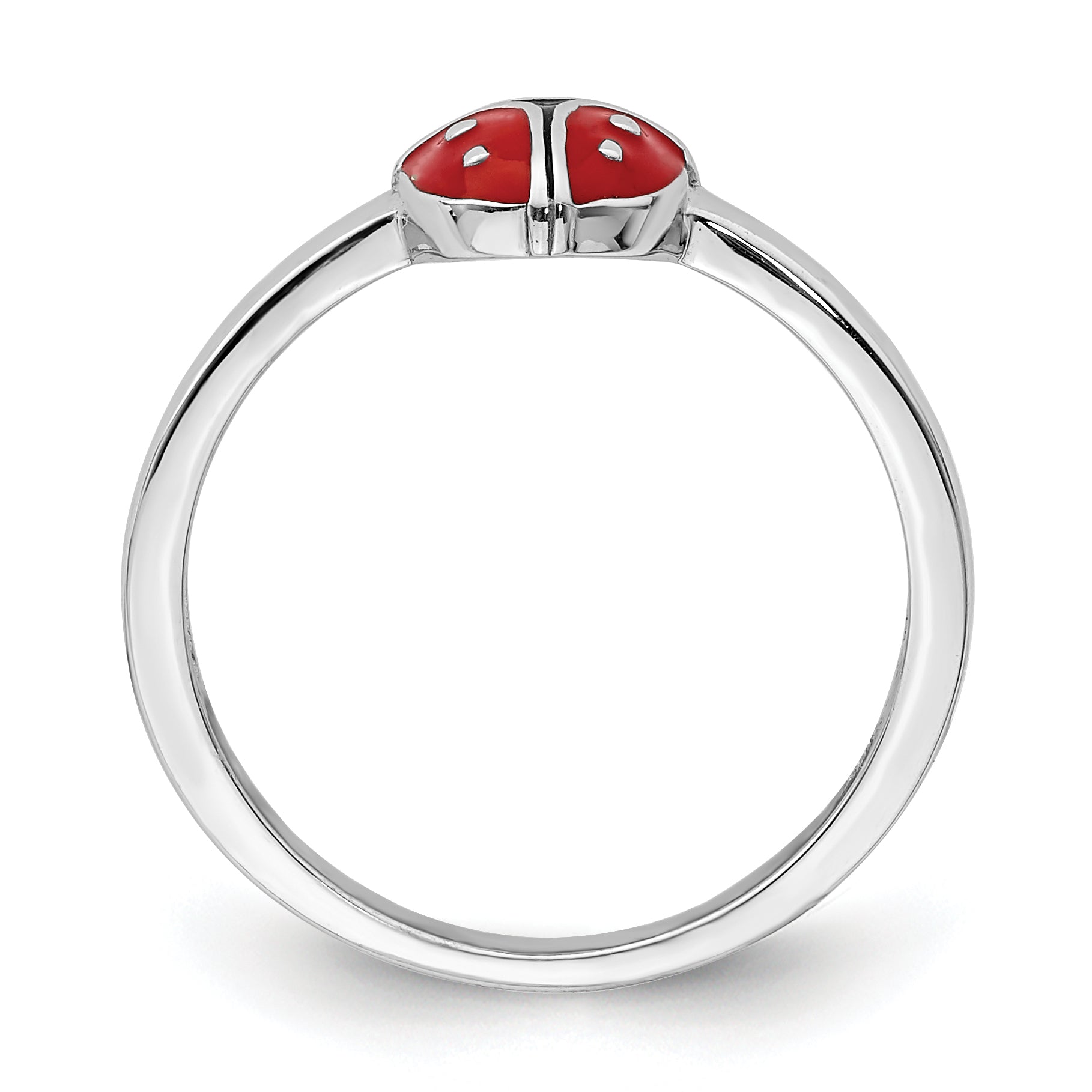 Sterling Silver Rhod-plated Polished & Enameled Ladybug Children's Ring Secondary image