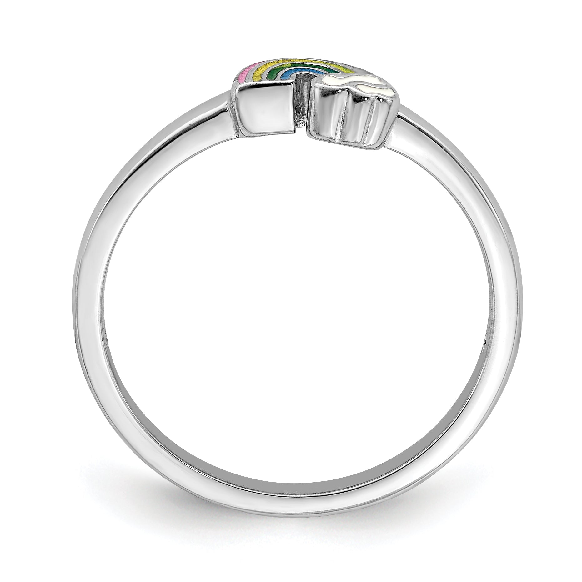 Sterling Silver RH-plated Multi-color Enameled Rainbow Children's Ring