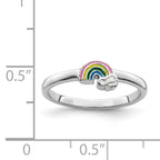 Sterling Silver RH-plated Multi-color Enameled Rainbow Children's Ring