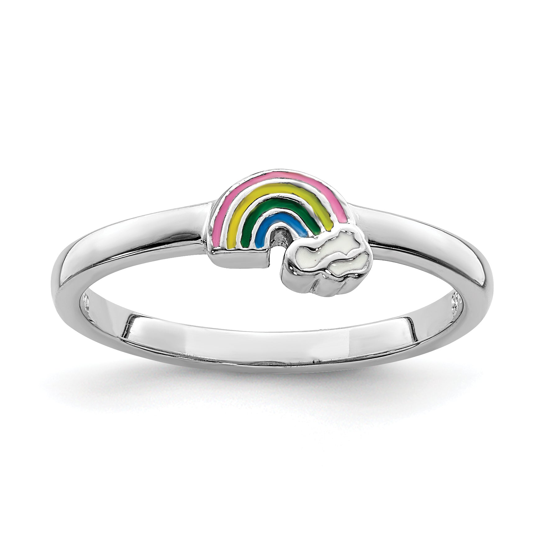 Sterling Silver RH-plated Multi-color Enameled Rainbow Children's Ring Main image