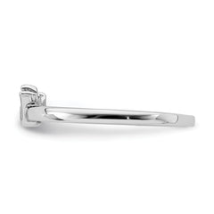 Sterling Silver Rhodium-plated Polished Pink Enamel Crown Children's Ring