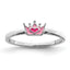 Sterling Silver Rhodium-plated Polished Pink Enamel Crown Children's Ring
