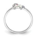 Sterling Silver RH-plated Multi-color Enameled Unicorn Children's Ring
