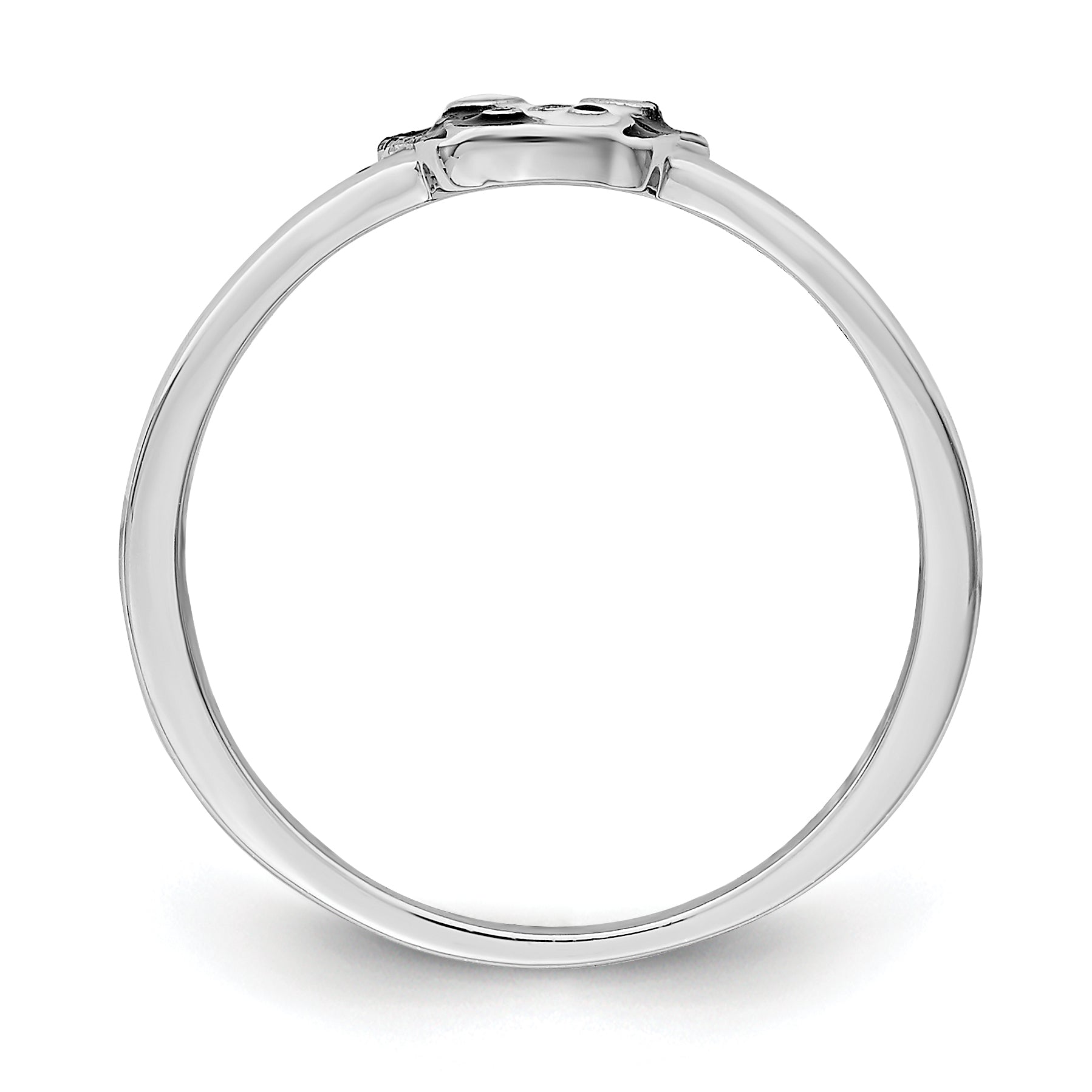 Sterling Silver RH-plated Black & White Enameled Puppy Children's Ring