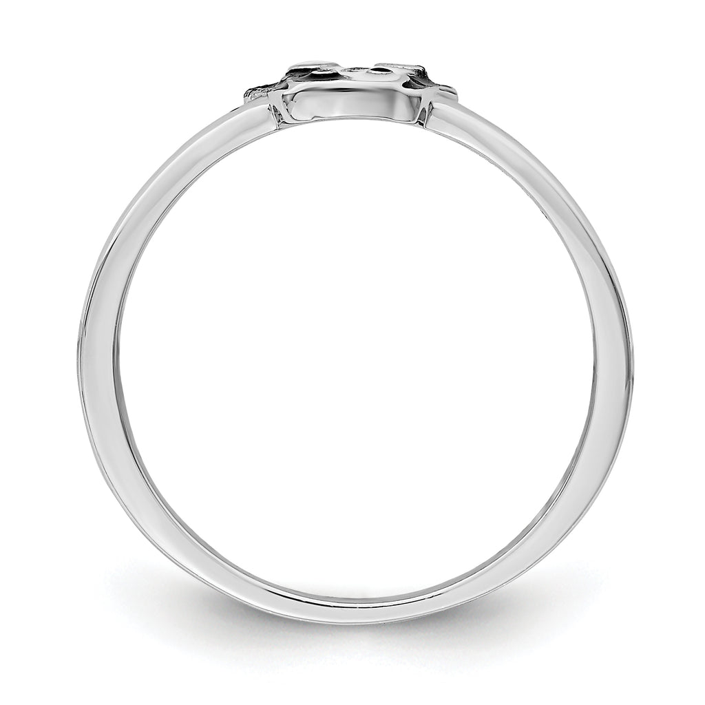 Sterling Silver RH-plated Black & White Enameled Puppy Children's Ring