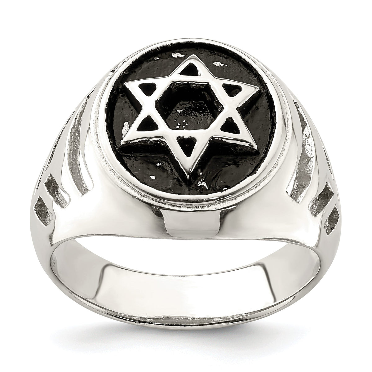 Men's Star of David Ring in Sterling Silver, Antiqued, Size 9–11 - Sophia Jewelers Main image