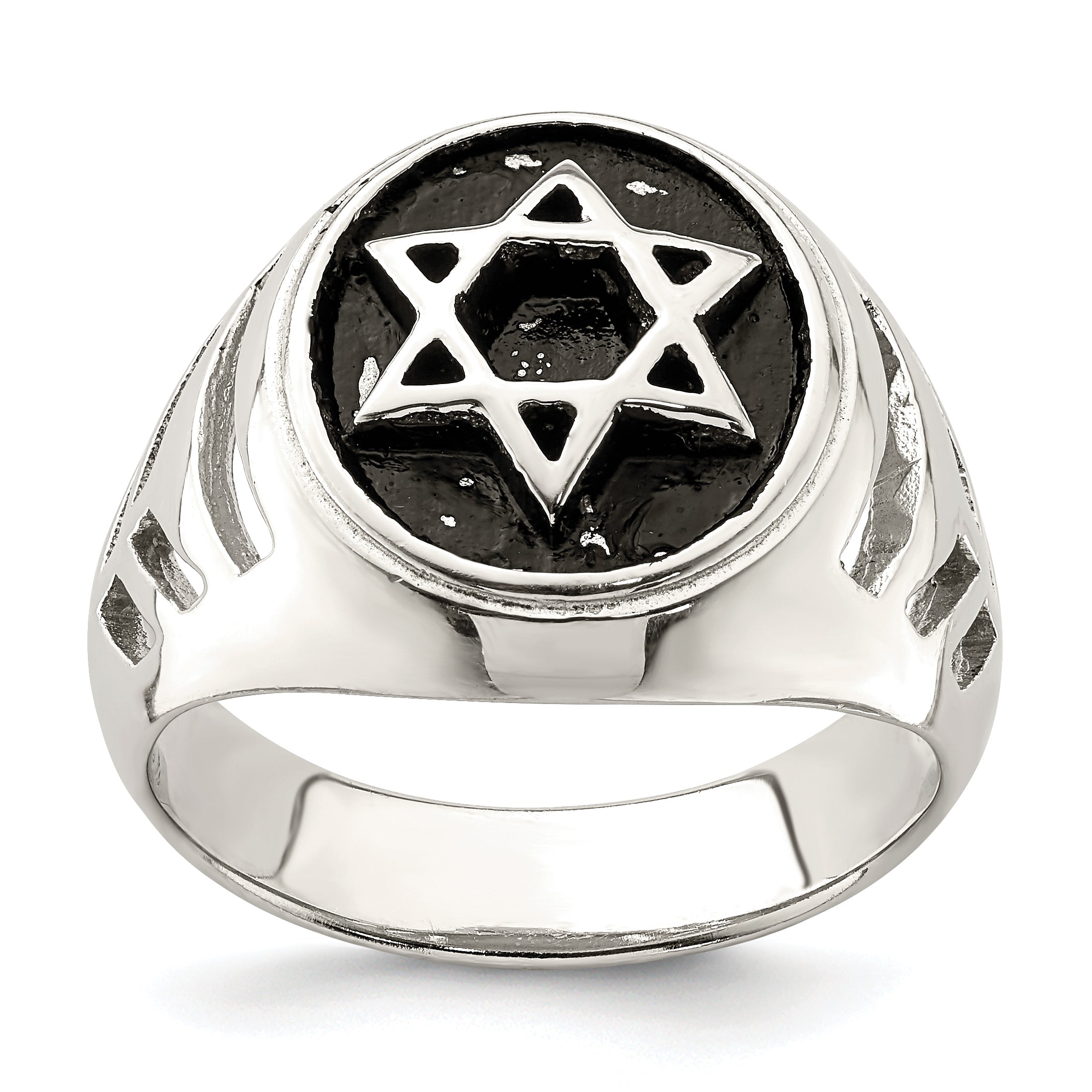 Sterling Silver Antiqued Star of David Ring Main image