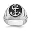 Sterling Silver Rhodium-plated & Antiqued Plated Anchor Ring