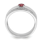 Sterling Silver Rhodium-platedod-plated Men's African Ruby and White Topaz Ring