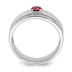 Sterling Silver Rhod-plated Men's African Ruby and White Topaz Ring