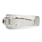 Sterling Silver Rhodium-platedod-plated Men's African Ruby and White Topaz Ring