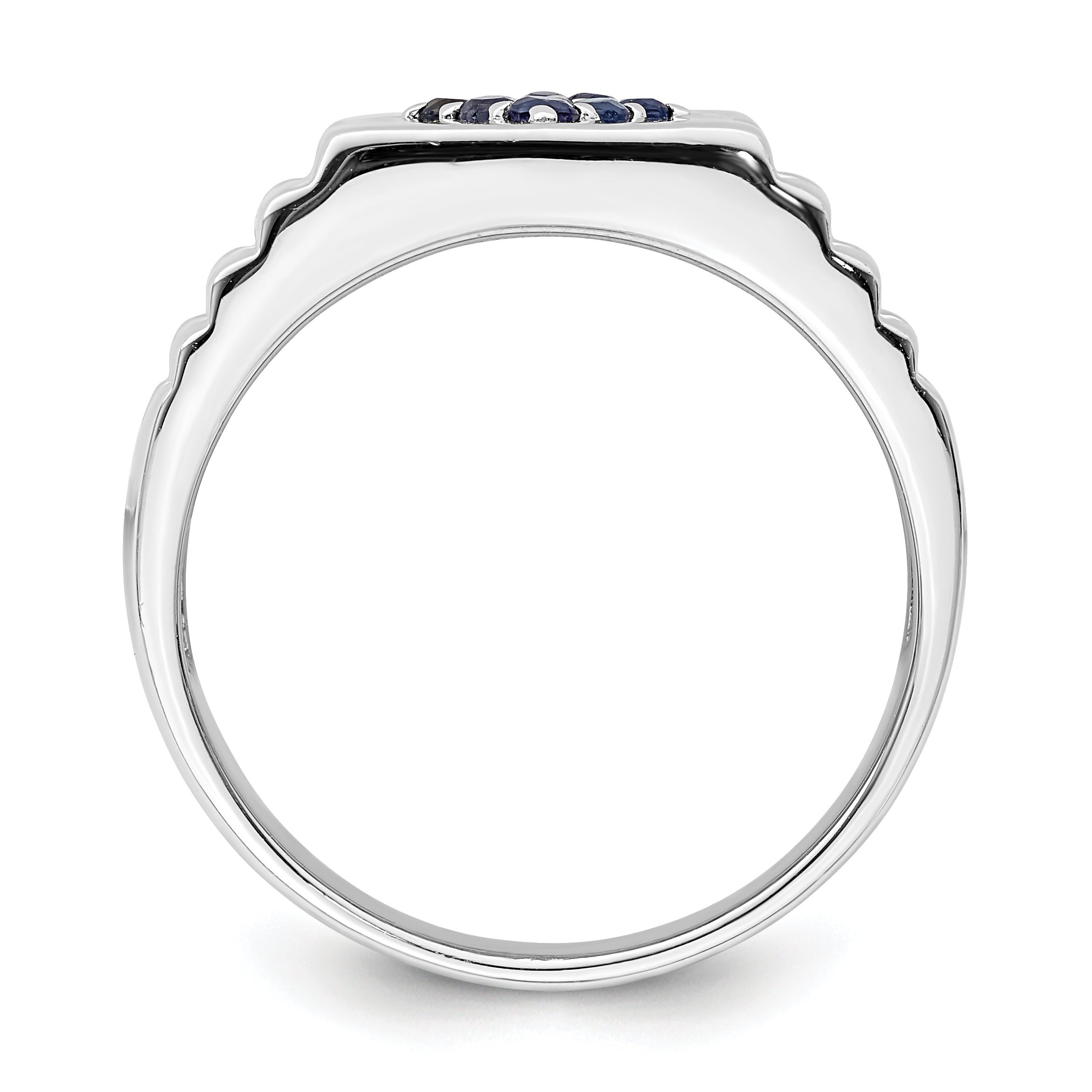 Sterling Silver Rhodium-plated Men's Blue Sapphire Ring Secondary image