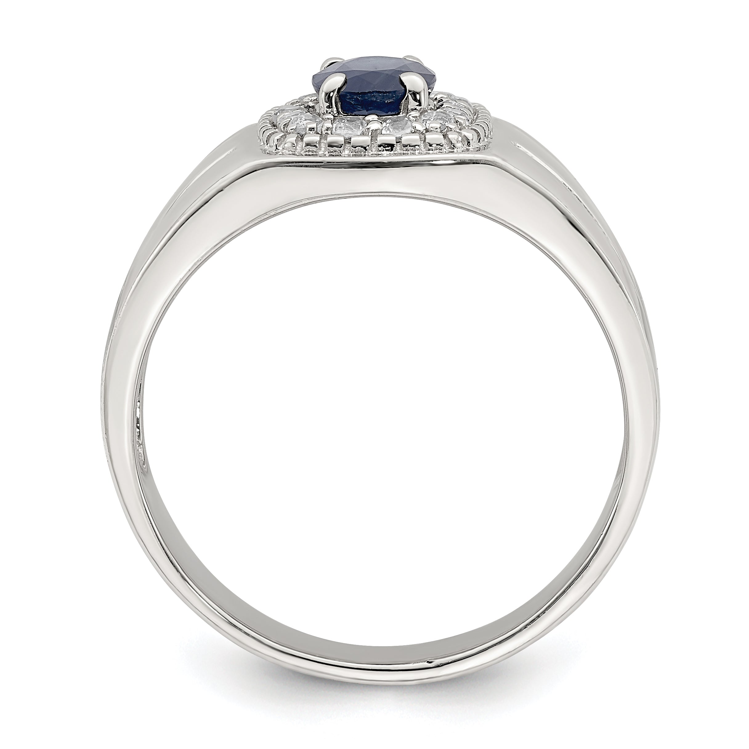 Sterling Silver Rhod-plated Men's Blue Sapphire and White Topaz Ring Secondary image