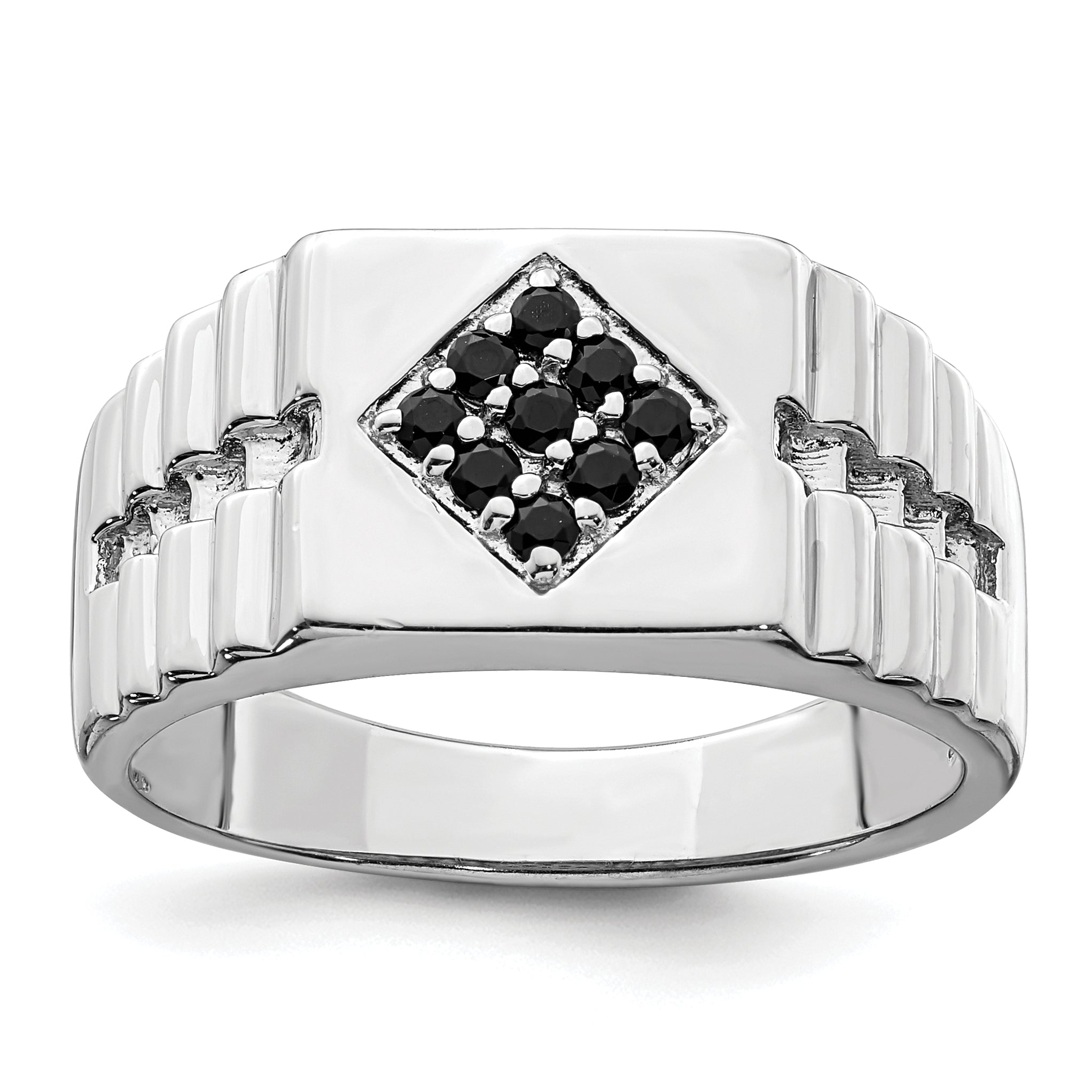 Sterling Silver Rhodium-plated Men's Onyx Ring Main image