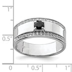 Sterling Silver Rhodium-plated Men's Onyx and White Topaz Ring