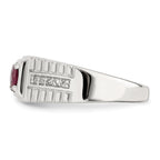 Sterling Silver Rhod-plated Men's African Ruby and White Topaz Ring