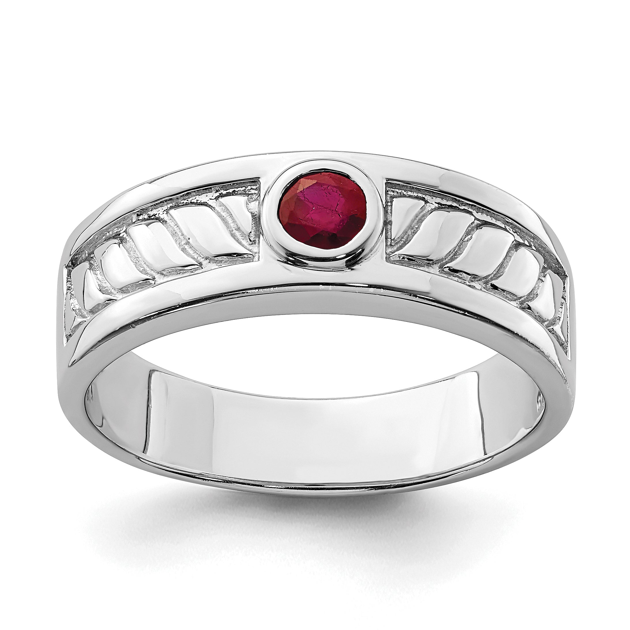 Sterling Silver Rhodium-plated Men's Ruby Ring Main image