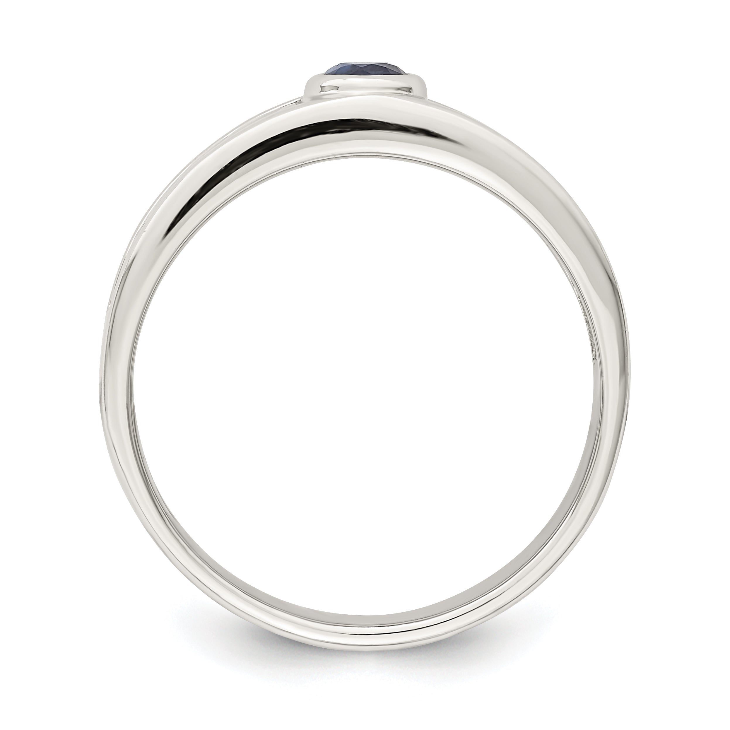Sterling Silver Rhodium-plated Men's Blue Sapphire Ring Secondary image