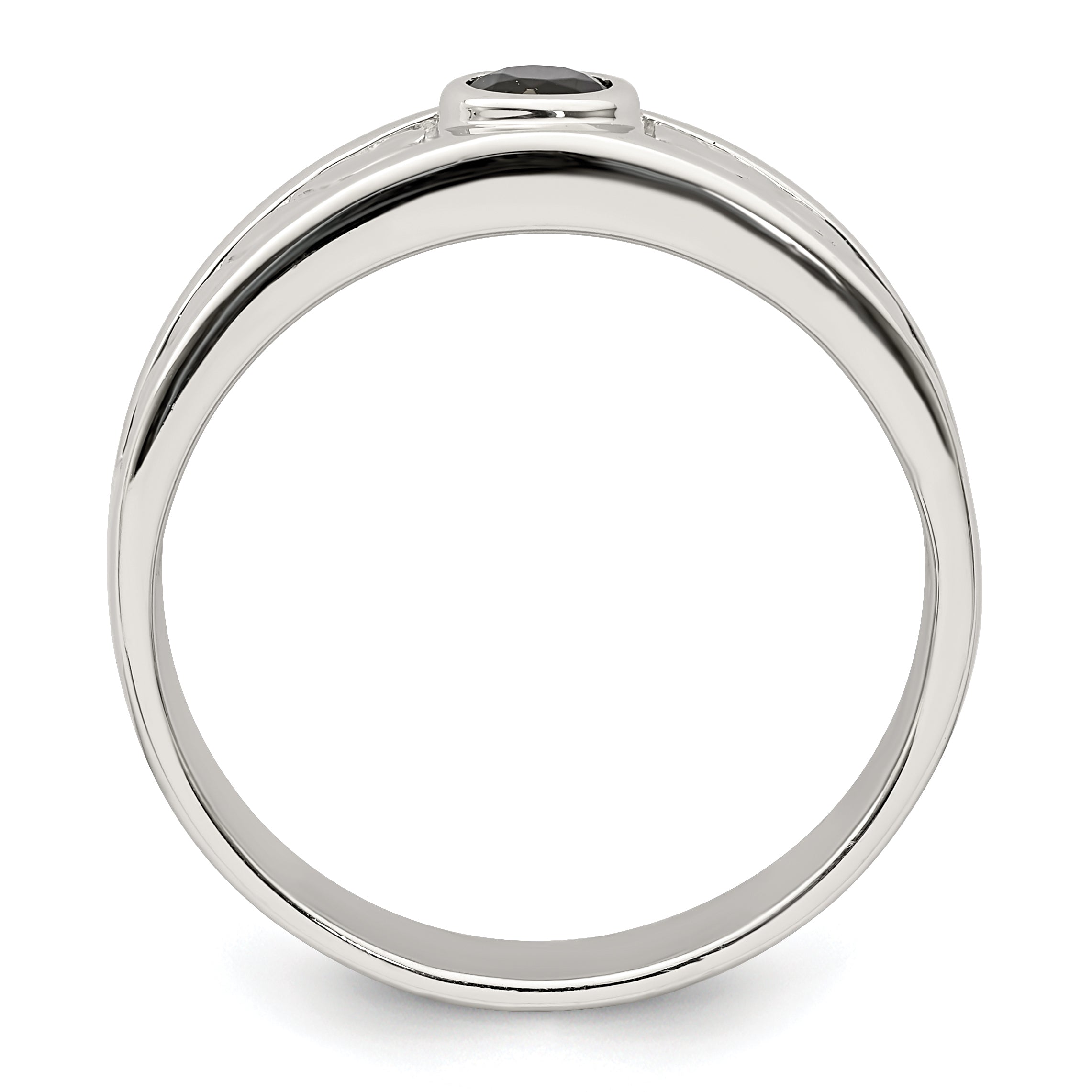 Sterling Silver Rhodium-plated Men's Onyx Ring Secondary image