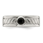 Sterling Silver Rhodium-plated Men's Onyx Ring