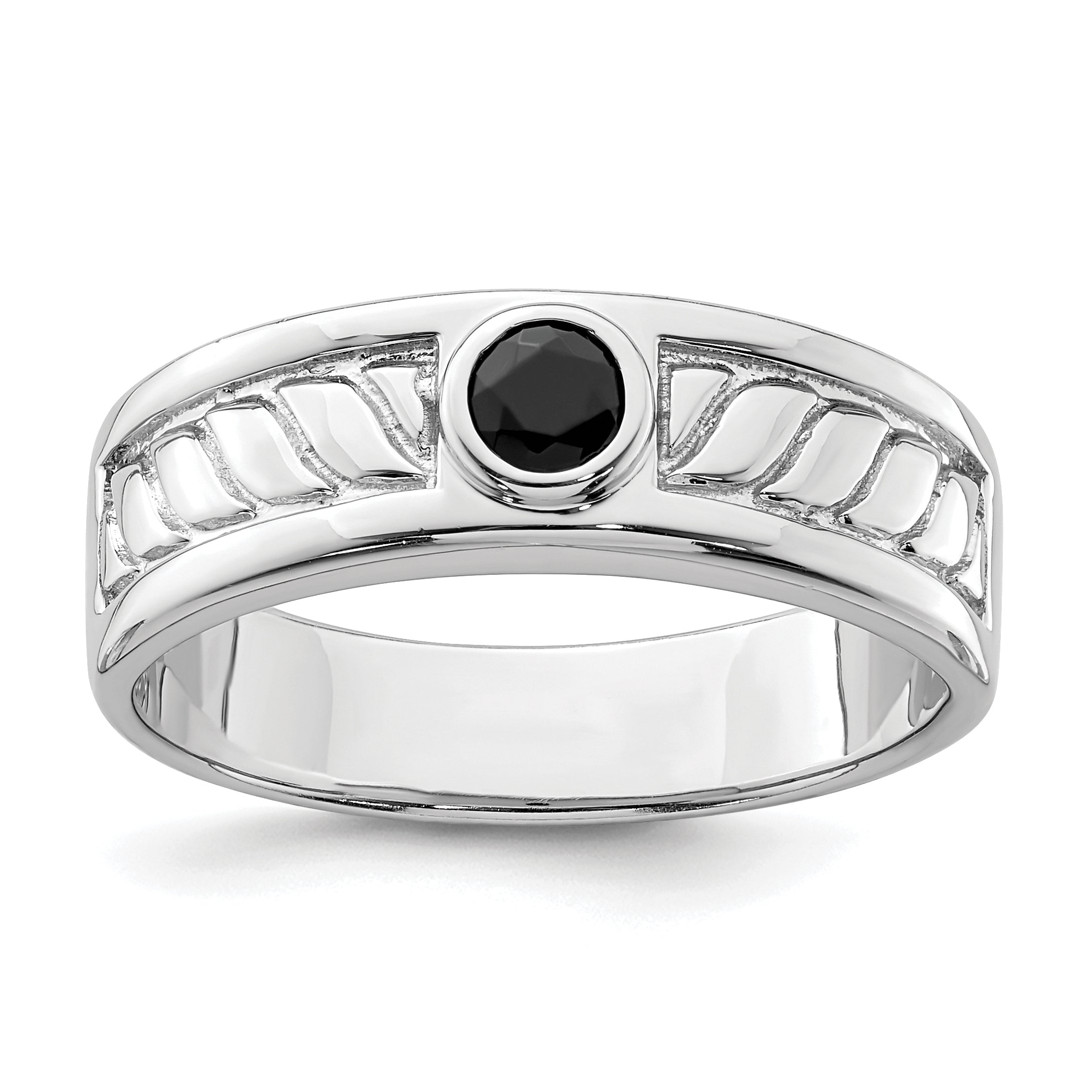 Sterling Silver Rhodium-plated Men's Onyx Ring Main image