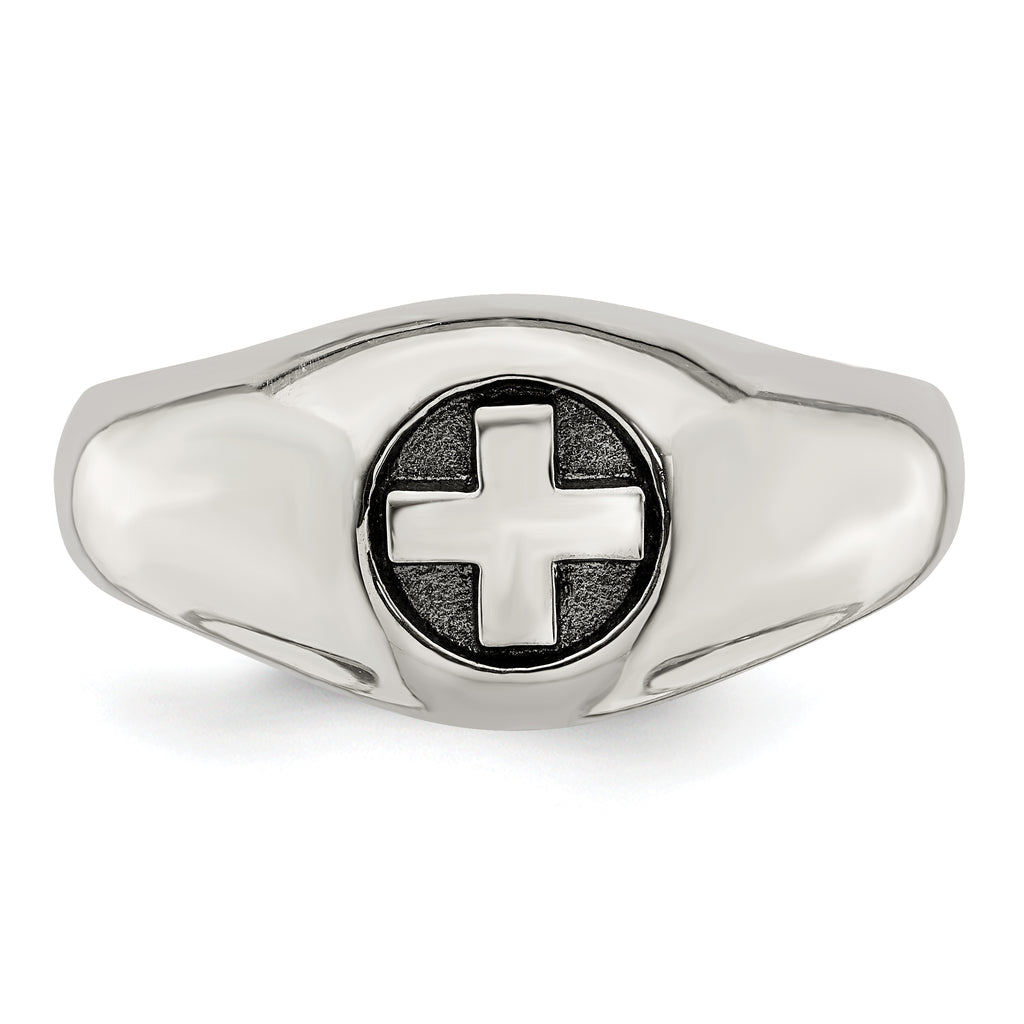 Sterling Silver Antiqued Cross Ring