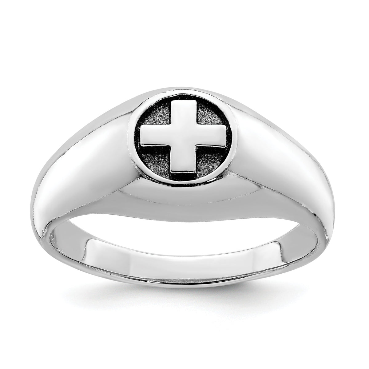 Sterling Silver Rhodium-plated & Antiqued Cross Ring - Sophia Jewelers Main image