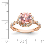 Sterling Silver Rose-tone White CZ and Pink Crystal Ring