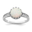 Sterling Silver Rhodium-plated Polished Created Opal and CZ Ring