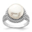 Sterling Silver Rhod-plat 11-12mm White FWC Pearl Ring