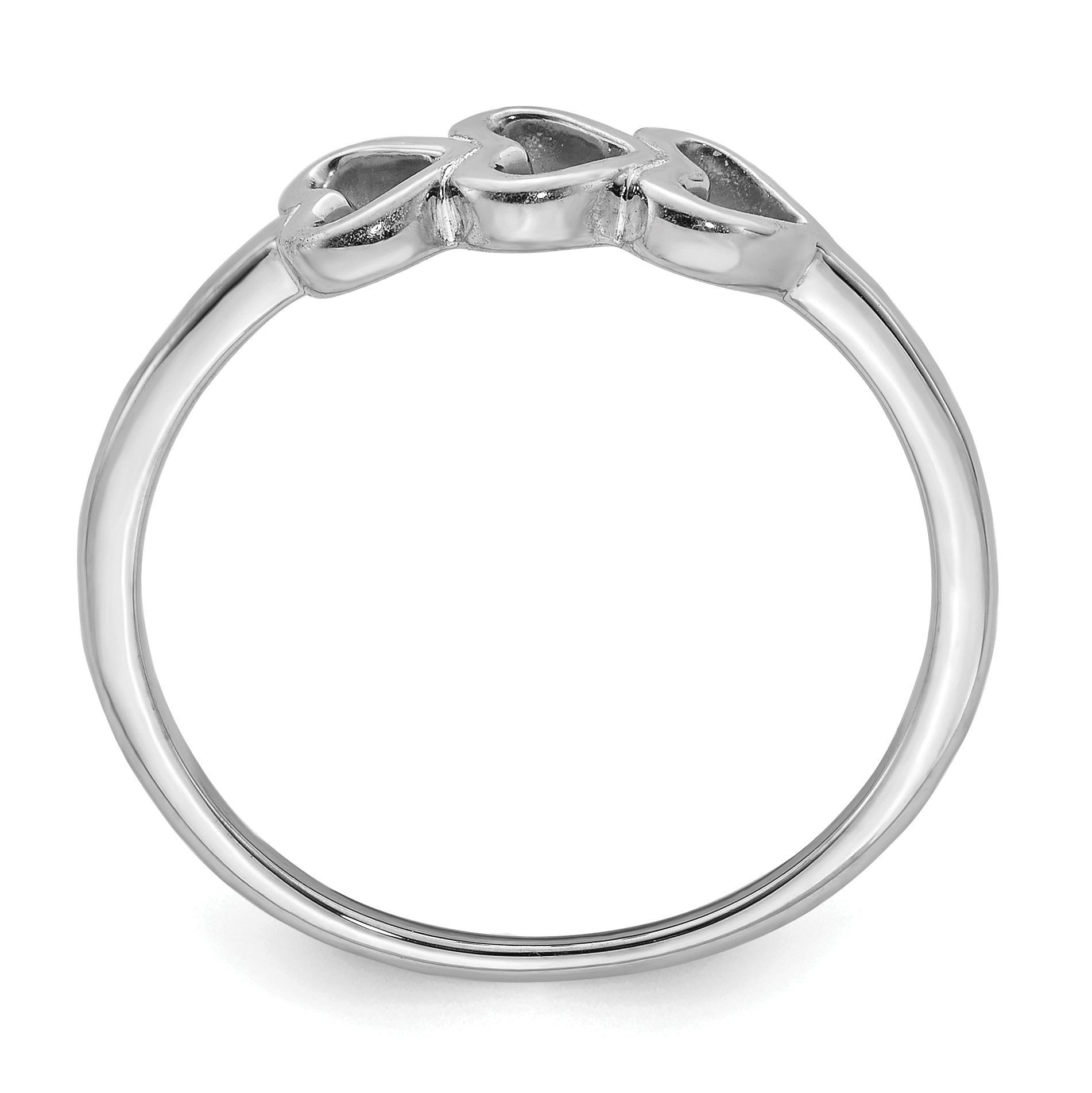 Sterling Silver Rhodium Plated Hearts Ring Secondary image