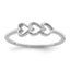 Sterling Silver Rhodium Plated Hearts Ring