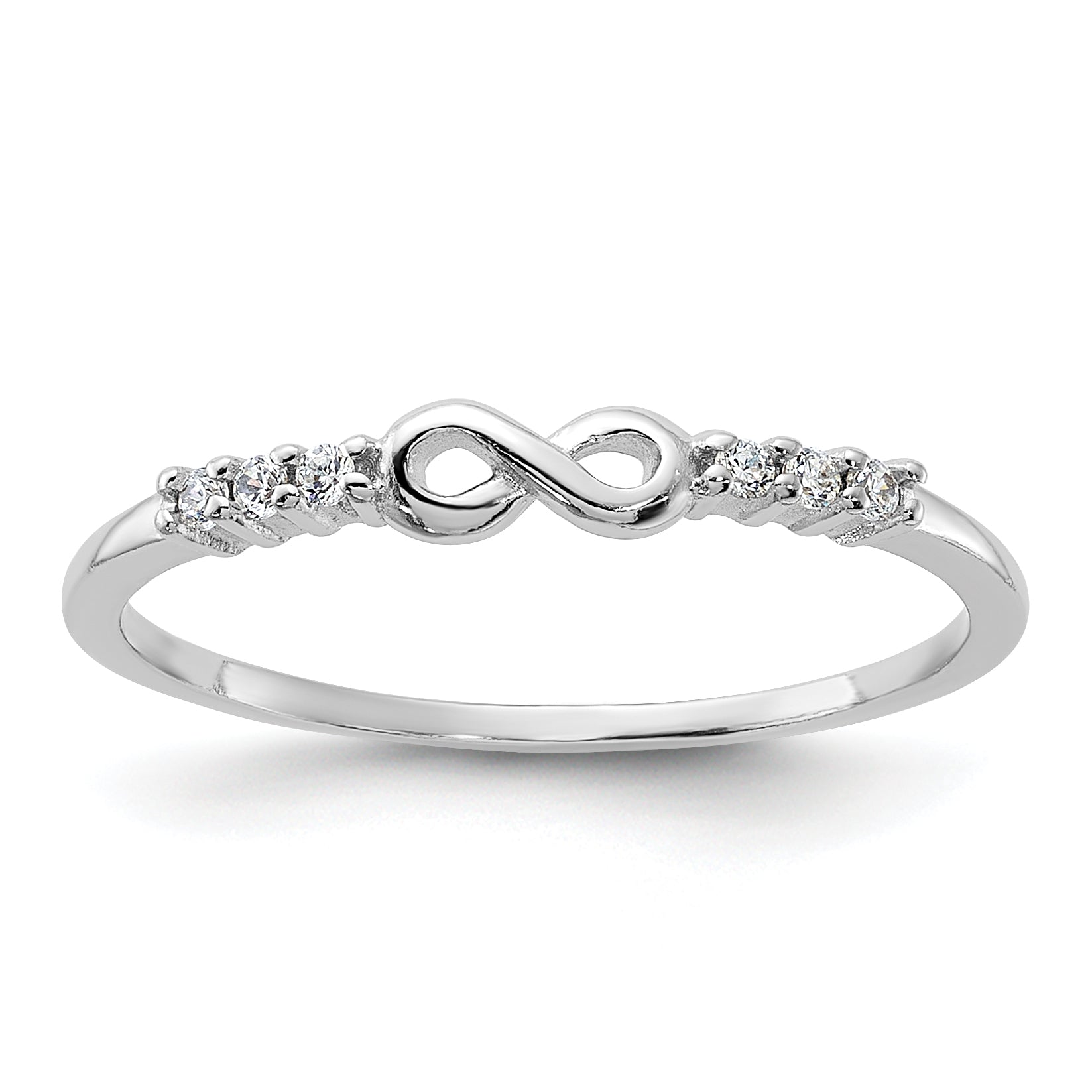 Sterling Silver Rhodium Plated CZ Infinity Ring Main image