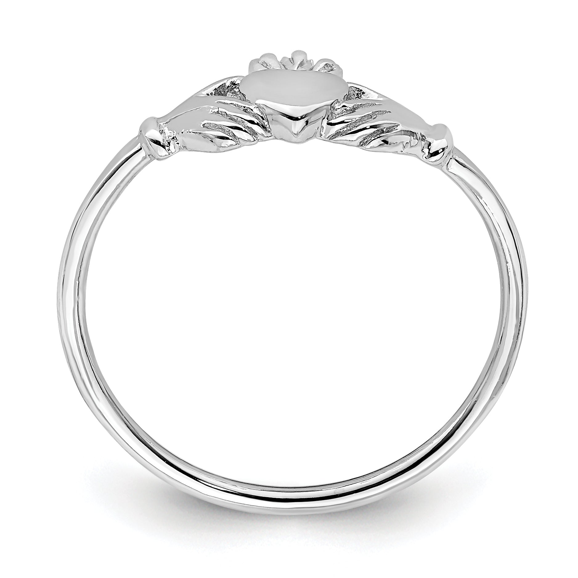 Sterling Silver Rhodium-plated Claddagh Ring Secondary image