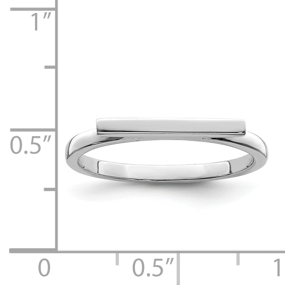 Sterling Silver Rhodium-Plated Polished Bar Ring