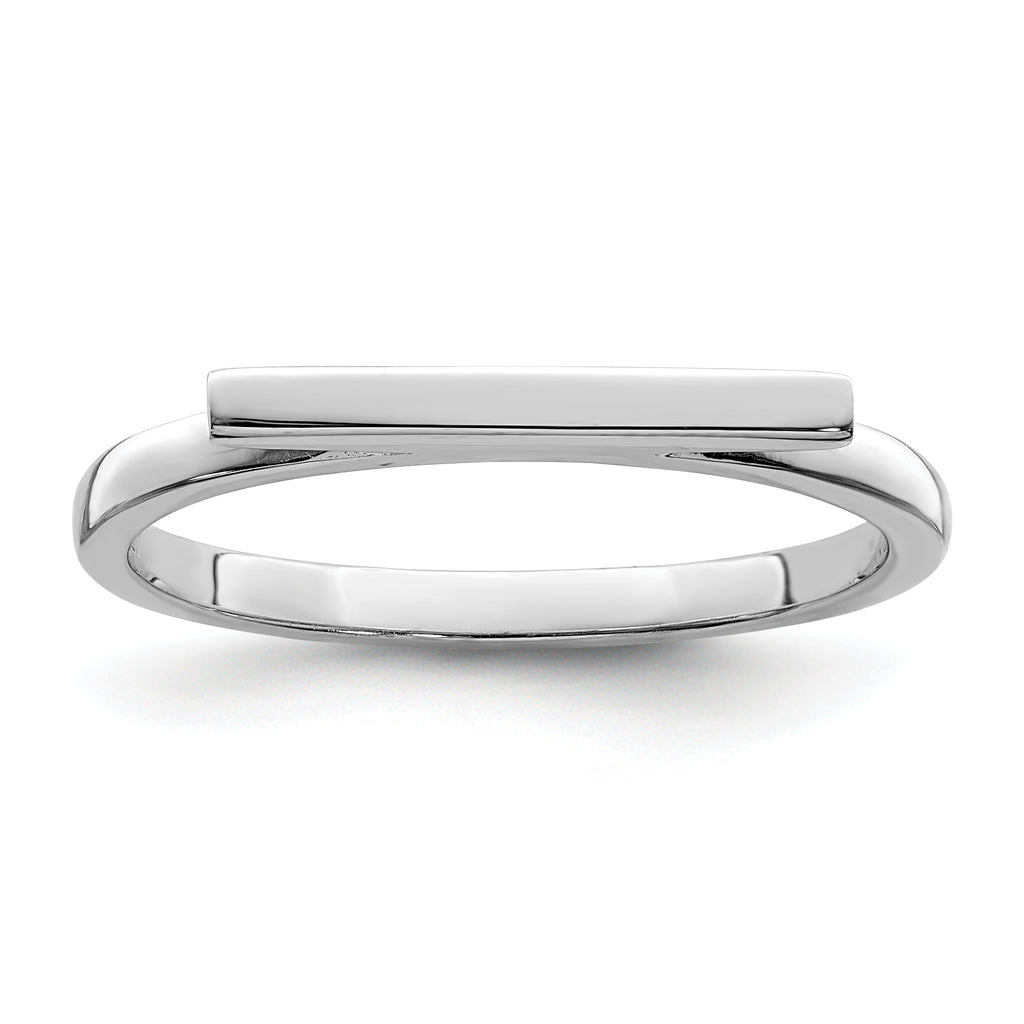 Sterling Silver Rhodium-Plated Polished Bar Ring