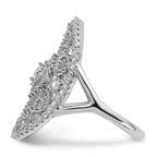 Sterling Silver Rhodium-Plated Cubic Zirconi Filigree Oval Ring