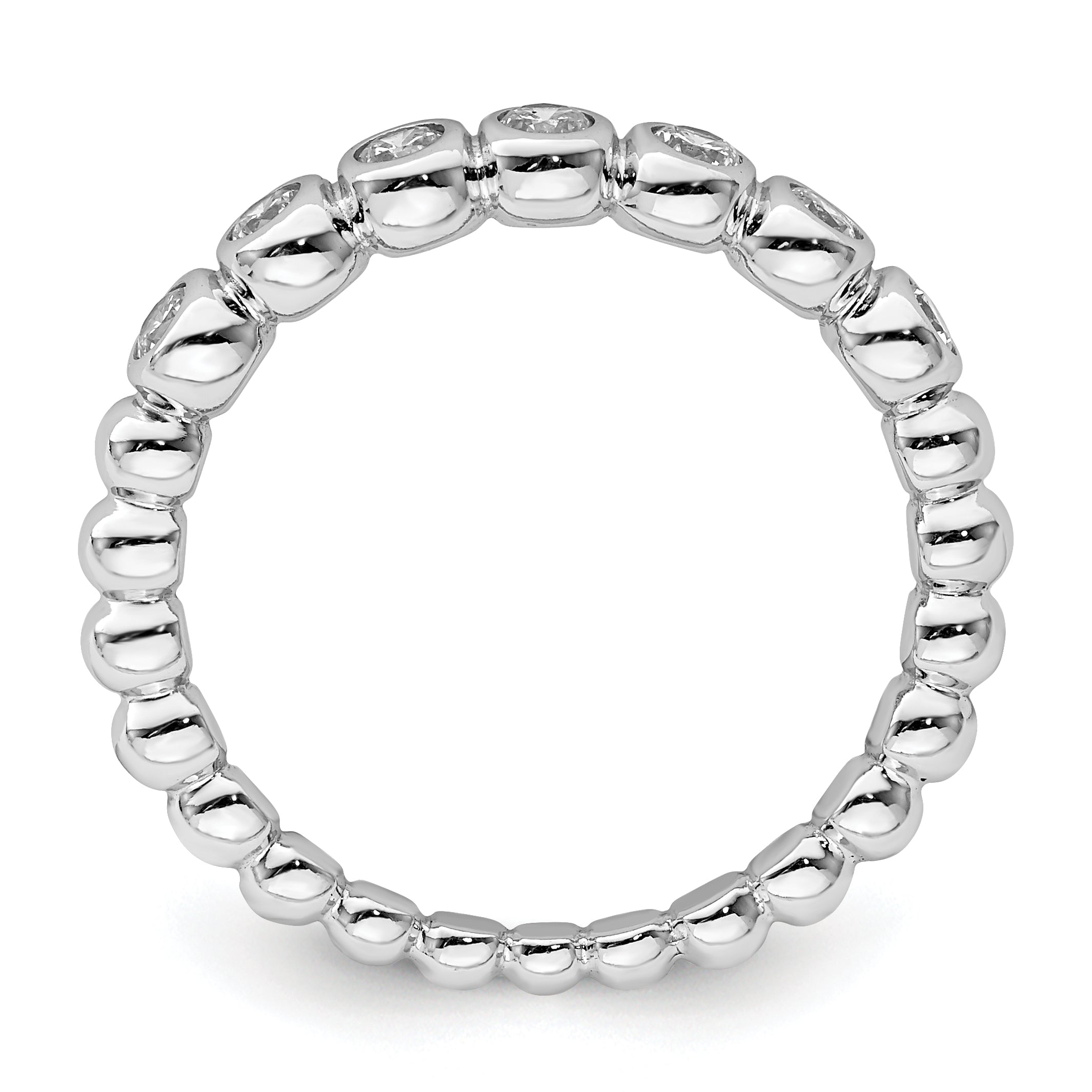 Sterling Silver Rhodium Plated CZ Ring Secondary image