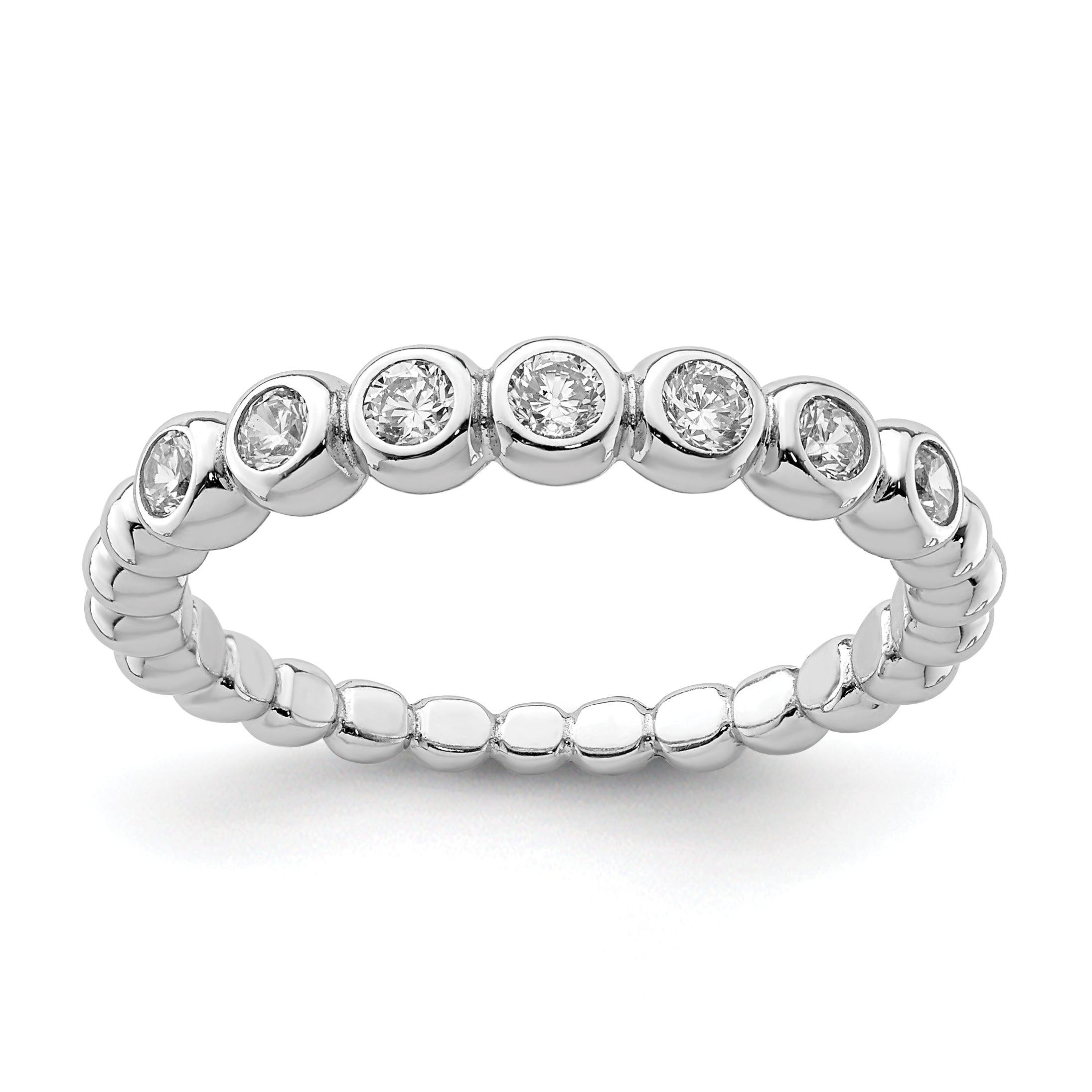 Sterling Silver Rhodium Plated CZ Ring Main image