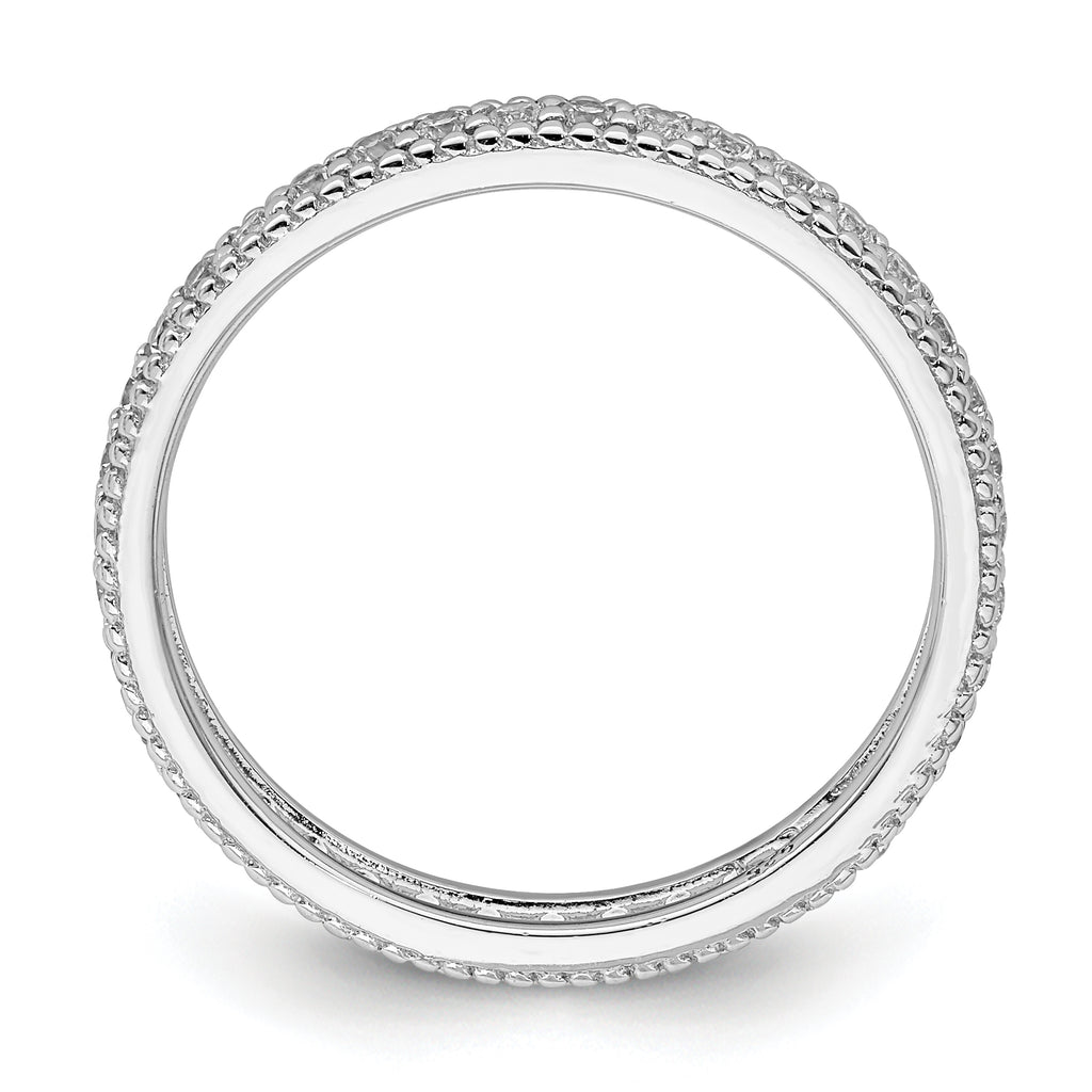 Sterling Silver Rhodium Plated CZ Ring