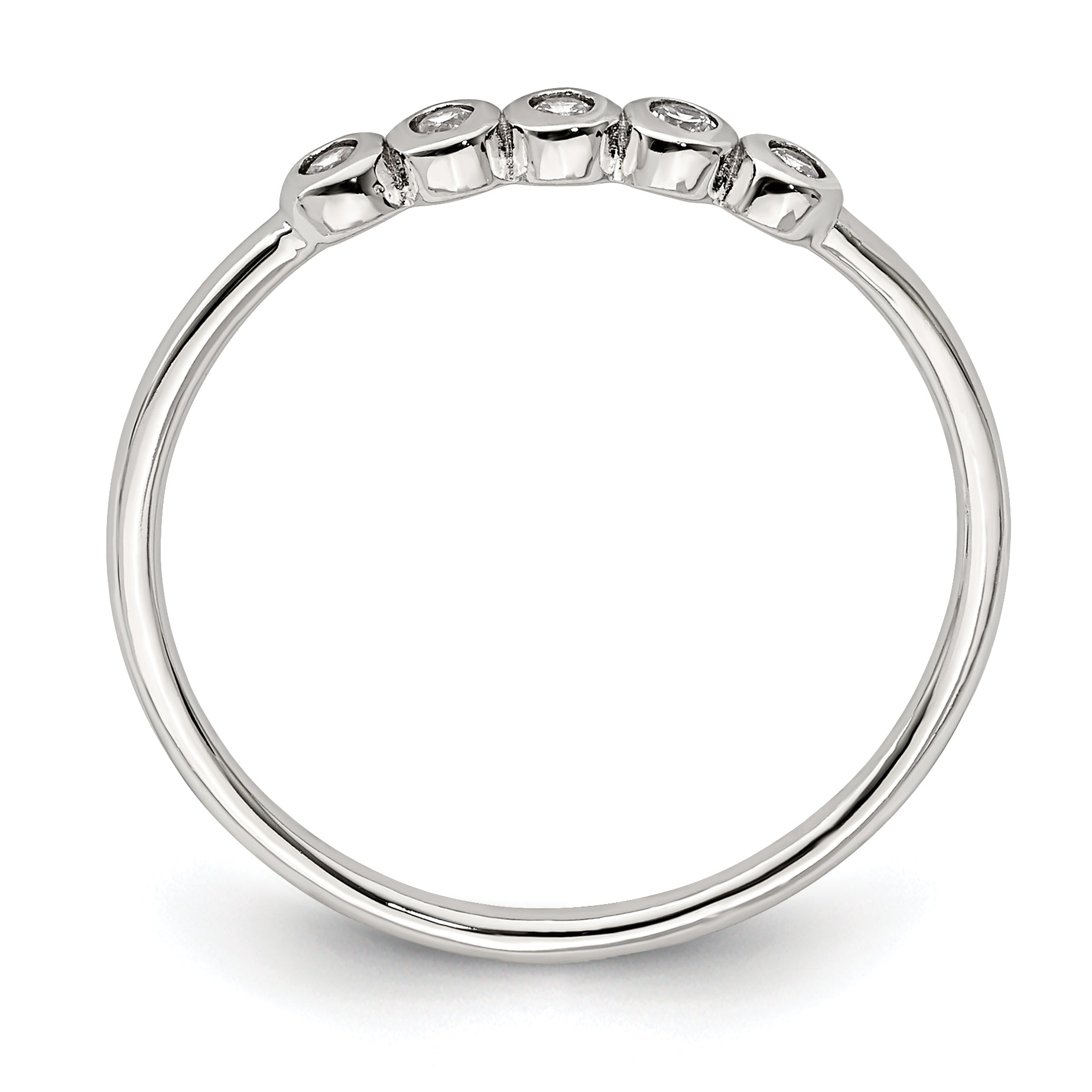 Sterling Silver Rhodium-plated 5-Bezel CZ Ring Secondary image