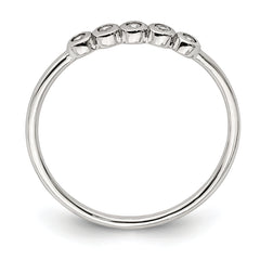 Sterling Silver Rhodium-plated 5-Bezel CZ Ring