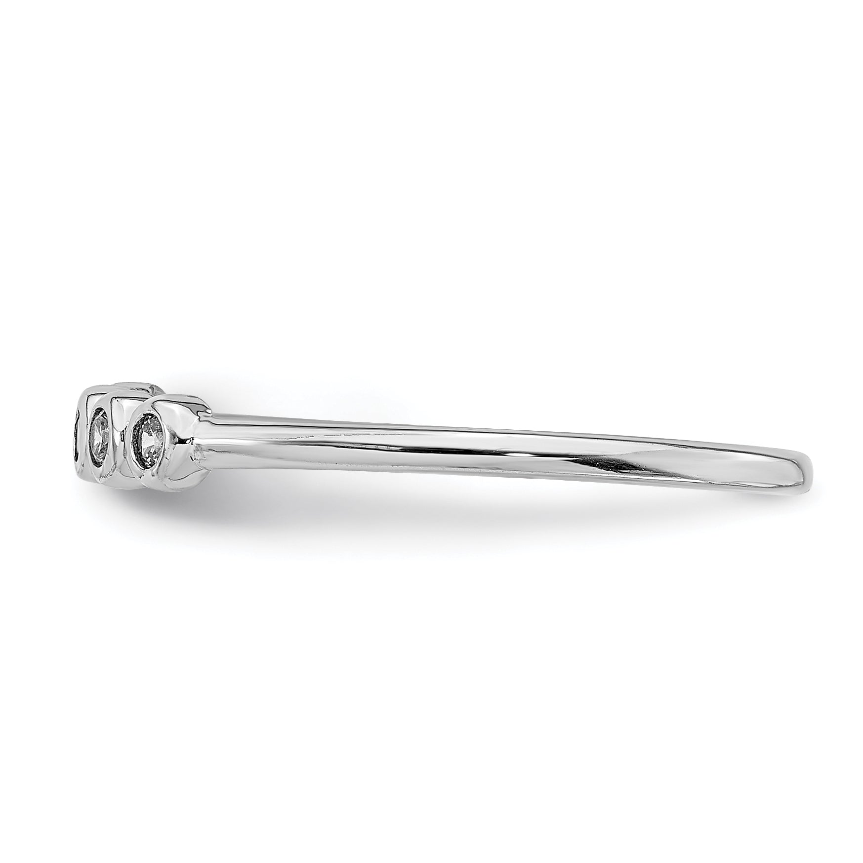 Sterling Silver Rhodium-plated 5-Bezel CZ Ring