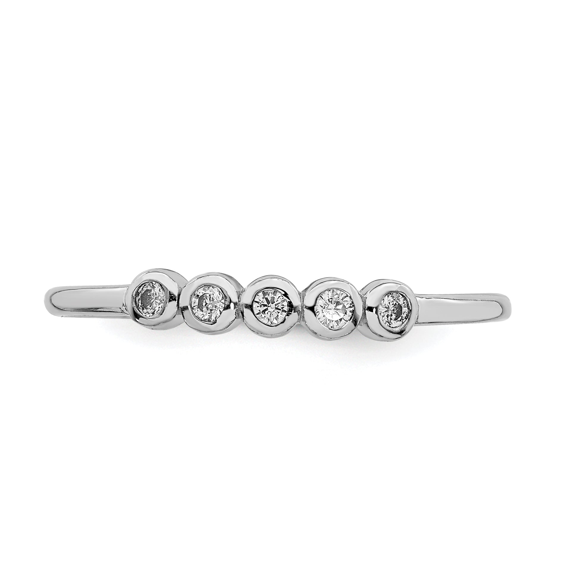Sterling Silver Rhodium-plated 5-Bezel CZ Ring