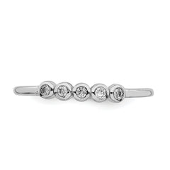 Sterling Silver Rhodium-plated 5-Bezel CZ Ring