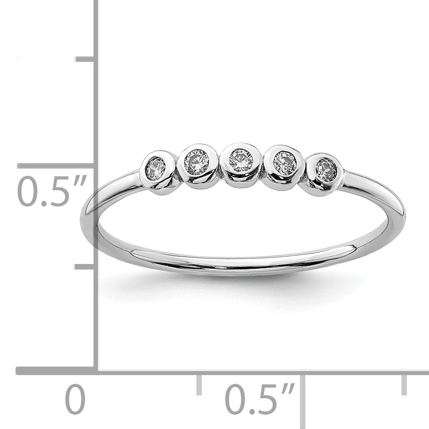 Sterling Silver Rhodium-plated 5-Bezel CZ Ring
