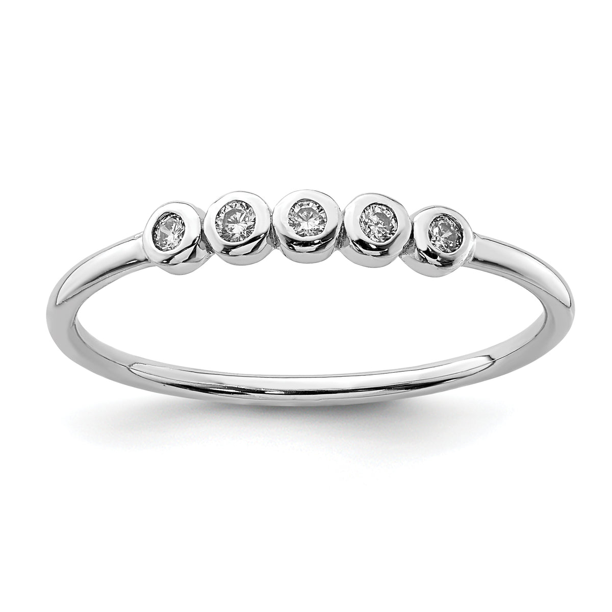 Sterling Silver Rhodium-plated 5-Bezel CZ Ring