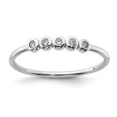 Sterling Silver Rhodium-plated 5-Bezel CZ Ring
