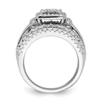 Sterling Silver Rhodium-Plated Cubic Zirconi Square Cut 3 Piece Set Ring