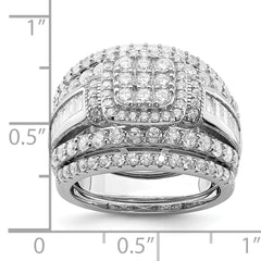 Sterling Silver Rhodium-plated CZ Square Cut 3 Piece Set Ring